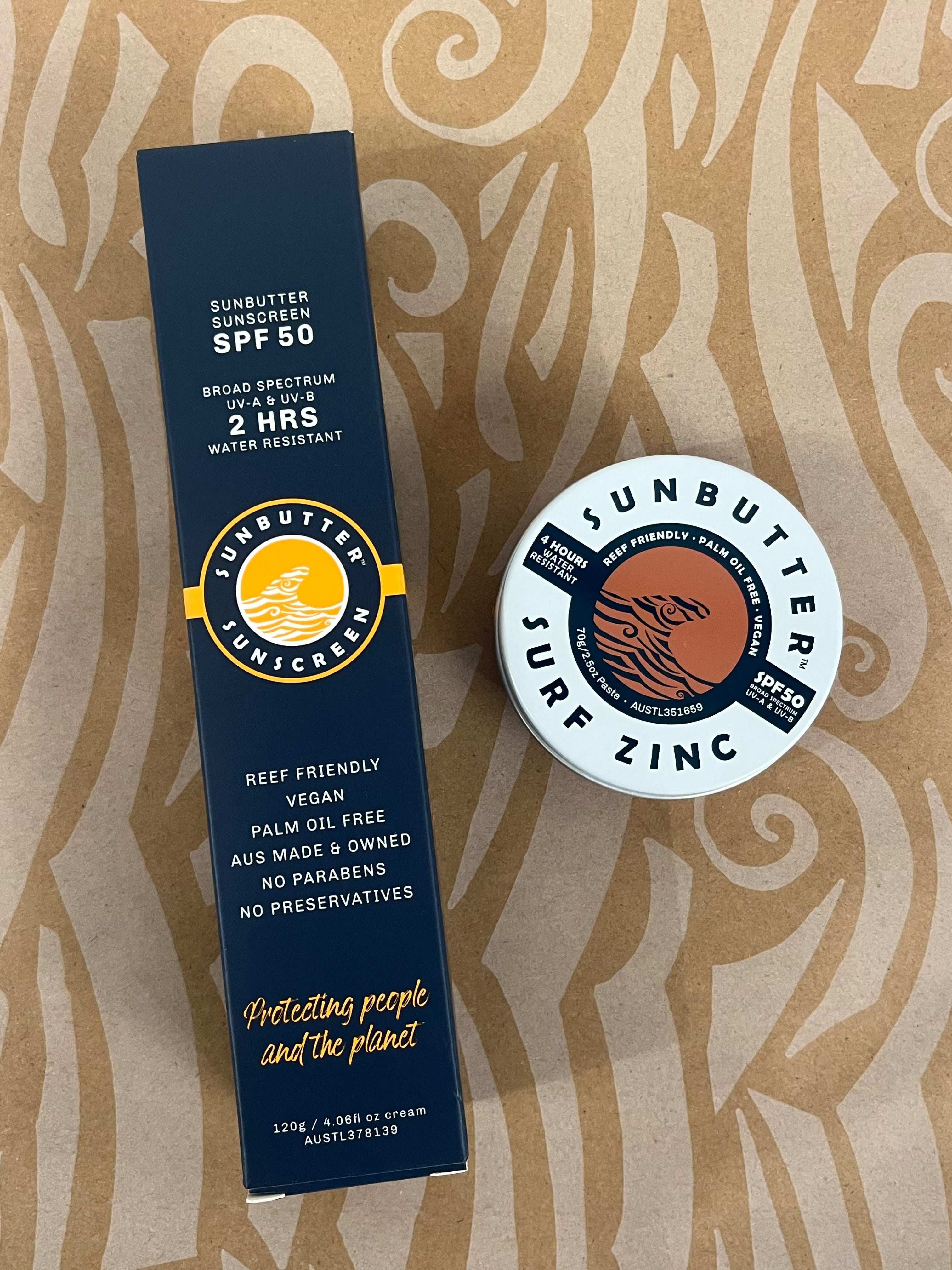 The Beach Bundle SunButter Suncare SPF50 Tube Original 120g sunscreen 