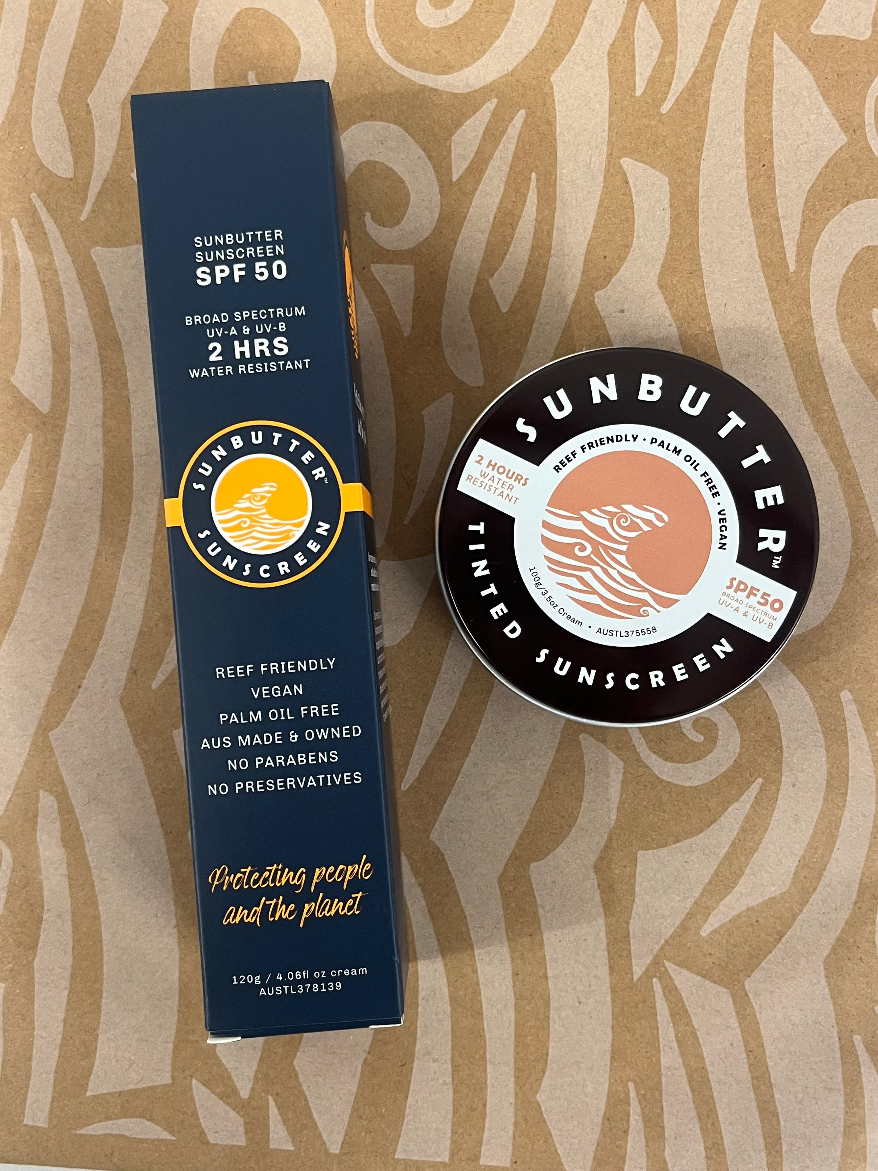 Original and Tinted SPF50 Bundle SunButter Skincare SPF50 metal tube 120g + Tinted SPF50 Sunscreen 